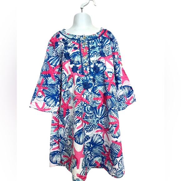 Lilly Pulitzer Other - Lilly Pulitzer She Shells Floral Print Embroidered Tunic Dress Size Girls Medium